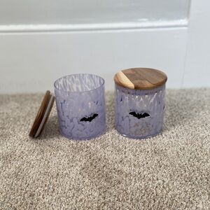 Glass bar canisters with bamboo lid set of 2